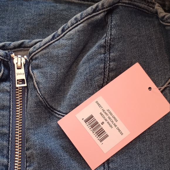 Juicy Couture Jean Sweatheart Neckline Full Zip Coquette Girl Casual Denim Mini - Picture 4 of 4